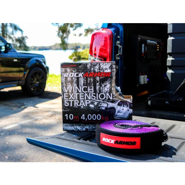 Winch extension strap 10m 4000kg with packaging for heavy-duty recovery applications