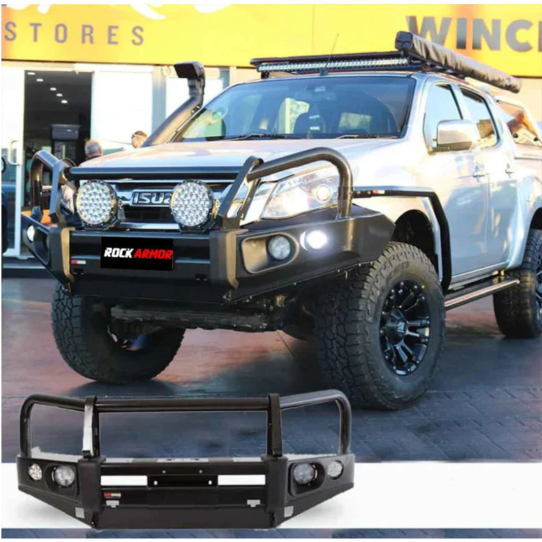 Black steel bull bar for Isuzu Mux 2013-2017 Rockarmor Elite Hoop Bullbar