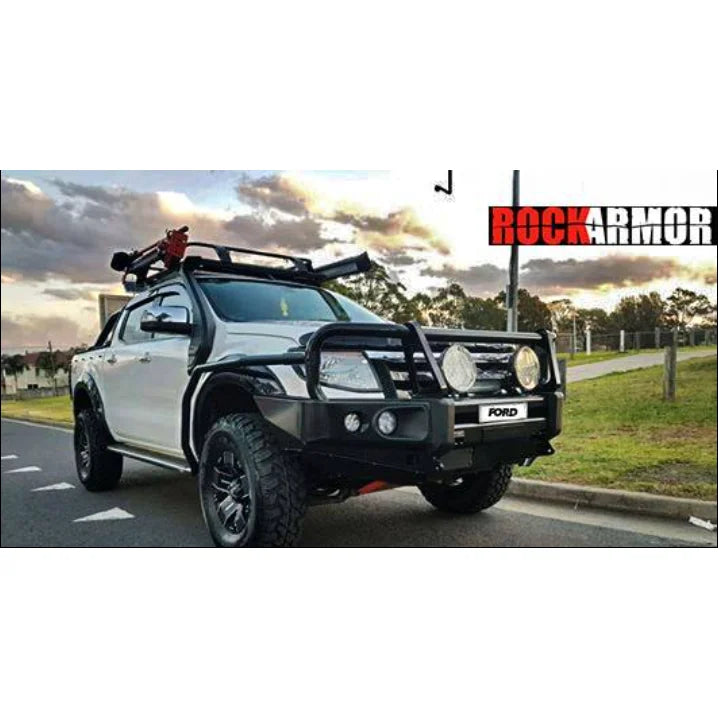 Modified white Ford pickup truck with elite steel bullbar for Ford Ranger PX1-2