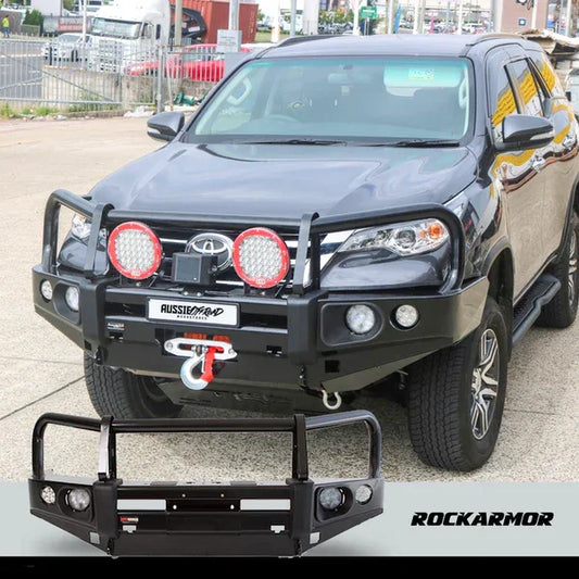 Elite steel bullbar with integrated lights and winch for Toyota Fortuner 2015-2019