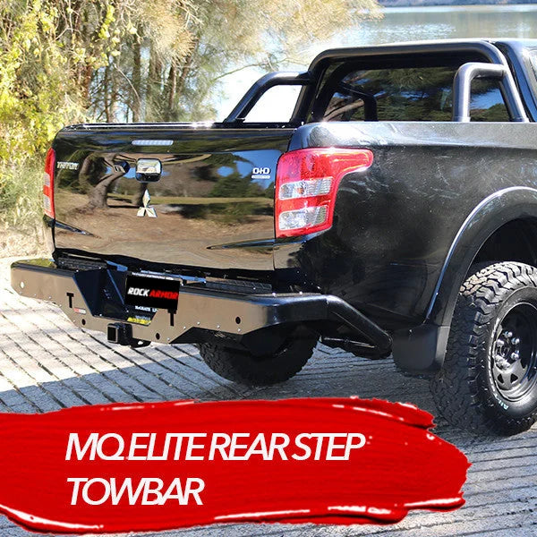Black pickup truck with rear step tow bar suitable for Mitsubishi Triton MQ 2015-2018