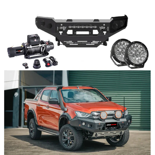 Rockarmor Gt Hoopless Bullbar Frontal Combo Pack - Isuzu Dmax 08/2020-2024 - Winch Bar Combo