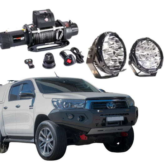 Rockarmor Gt Hoopless Steel Bullbar Combo - Toyota Hilux N80 Bullbar 2015 -2020 - Winch Bar Combo