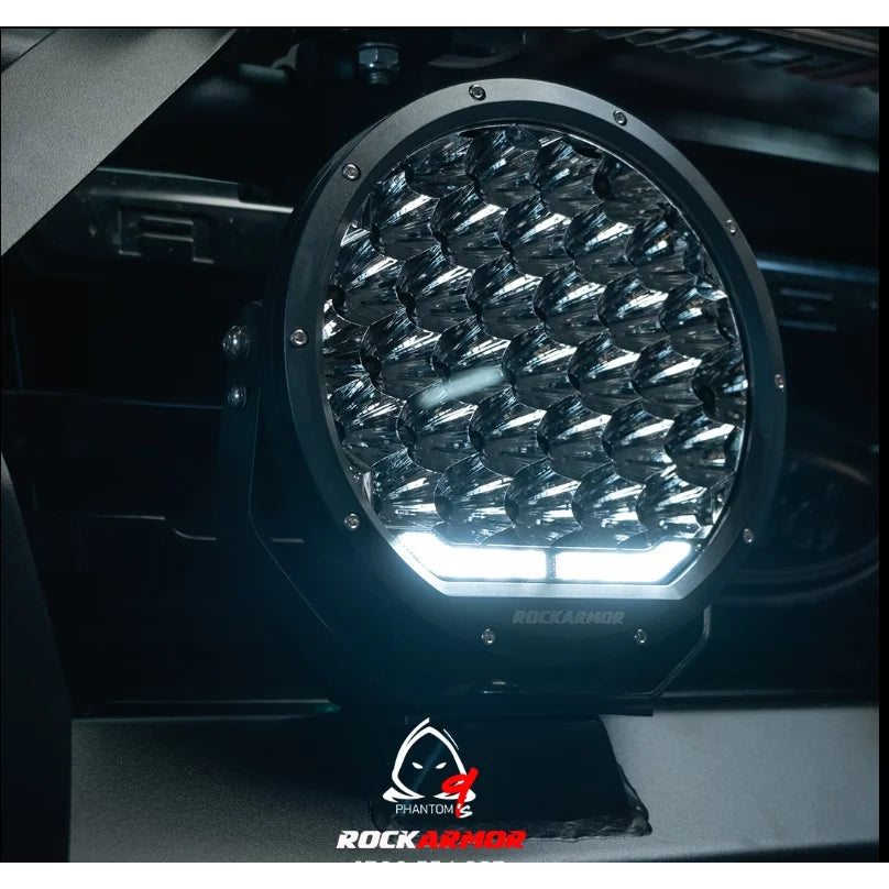 Round LED off-road light from Rockarmor Phantom 9 Inch LED Driving Lights for enhanced visibility