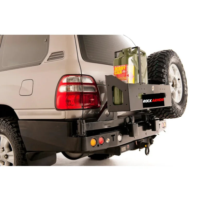 Rear bumper with spare wheel carrier and fuel can mount for Toyota Landcruiser FJ100