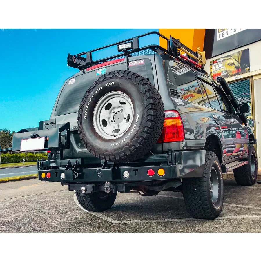 Gray off-road vehicle with spare wheel carrier for Toyota Landcruiser Fj105 series