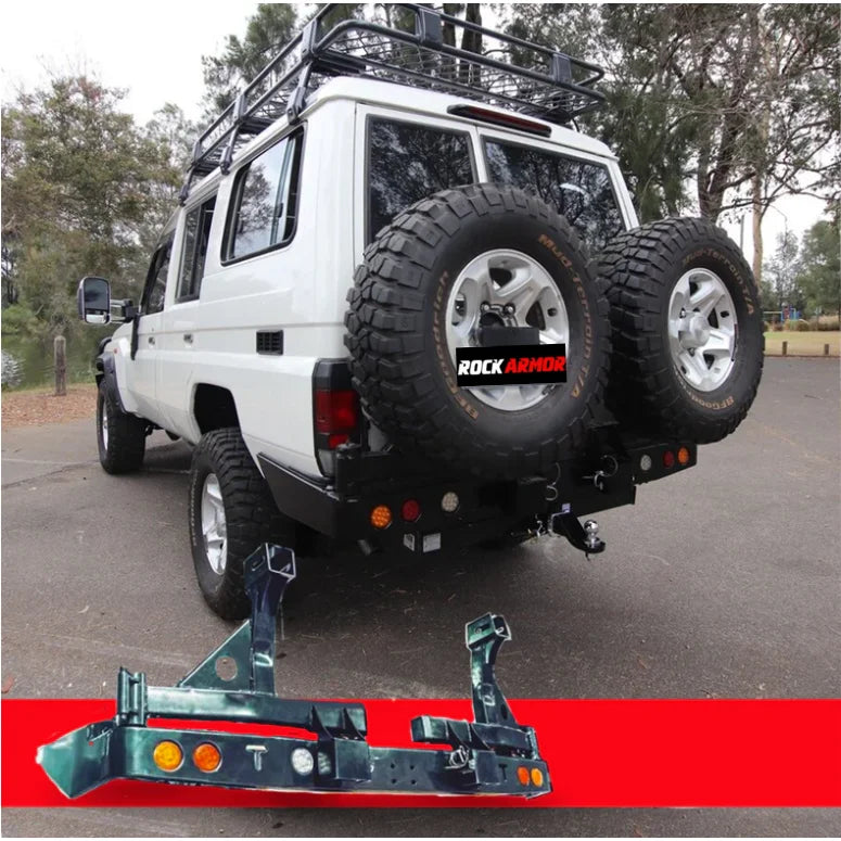 White off-road vehicle with dual spare wheel carrier for Toyota Landcruiser Troopy Wagon