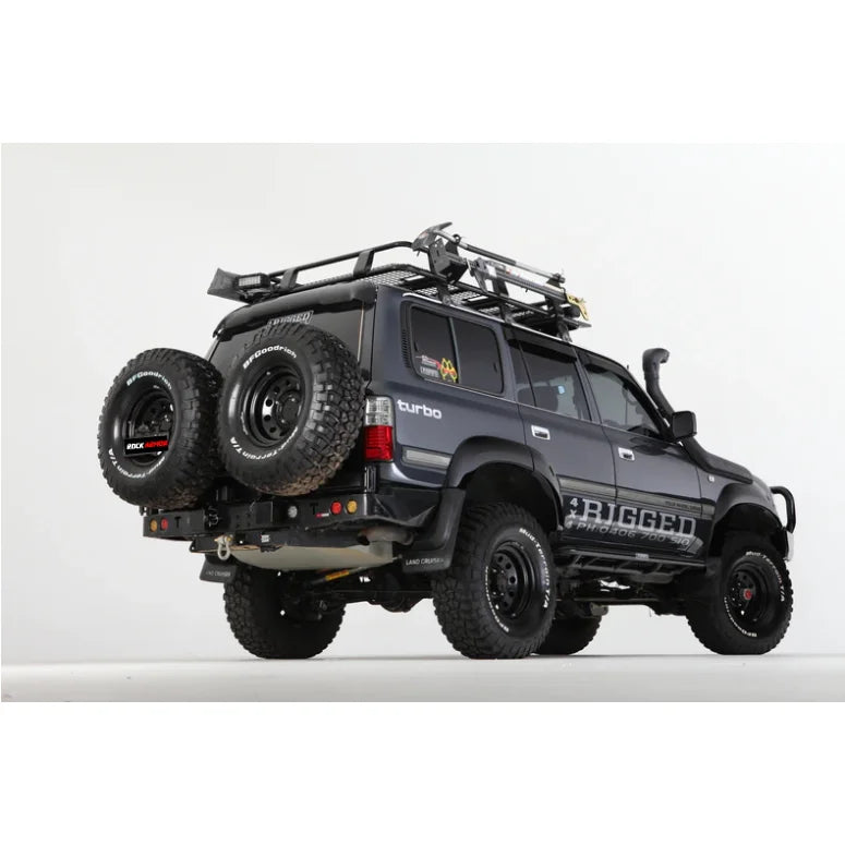 Dark gray off-road vehicle with wheel carrier and dual spare wheel for Toyota Landcruiser Fj80